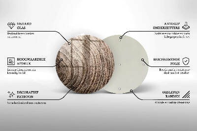 Piatto in vetro per candele con motivo ad anelli degli alberi in effetto legno