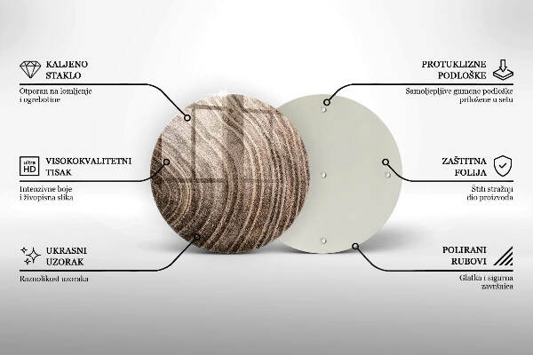 Piatto in vetro per candele con motivo ad anelli degli alberi in effetto legno