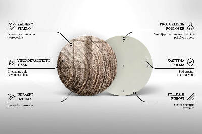 Piatto in vetro per candele con motivo ad anelli degli alberi in effetto legno