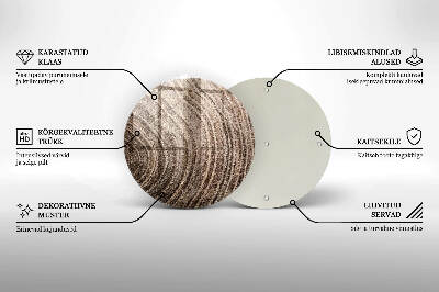 Piatto in vetro per candele con motivo ad anelli degli alberi in effetto legno