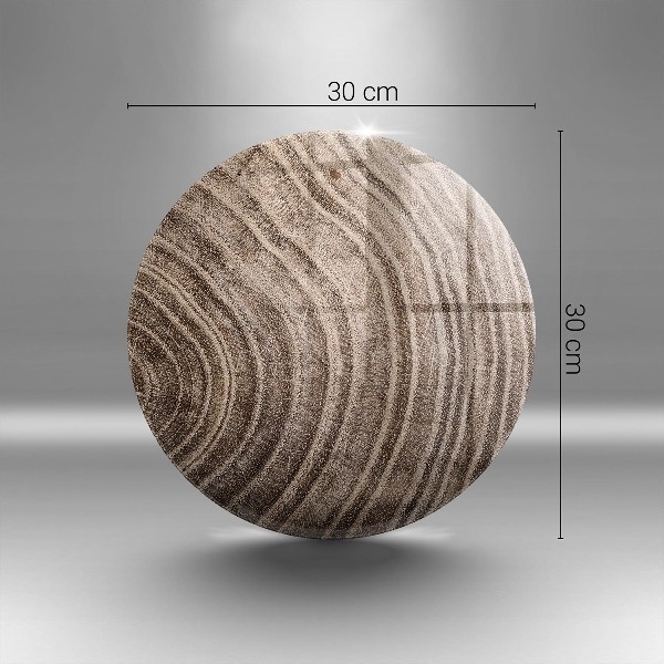 Piatto in vetro per candele con motivo ad anelli degli alberi in effetto legno