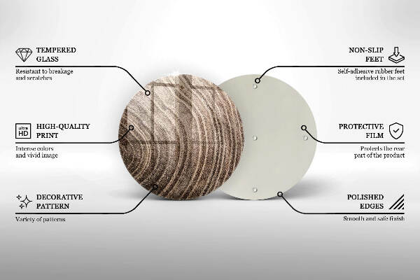 Piatto in vetro per candele con motivo ad anelli degli alberi in effetto legno