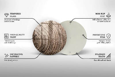 Piatto in vetro per candele con motivo ad anelli degli alberi in effetto legno