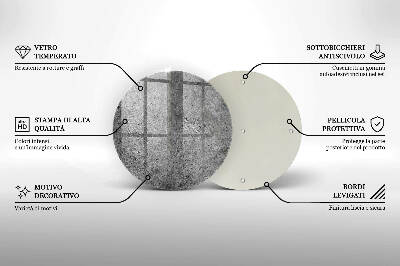 Sottobicchiere in vetro per candele tombali con texture effetto pietra cemento