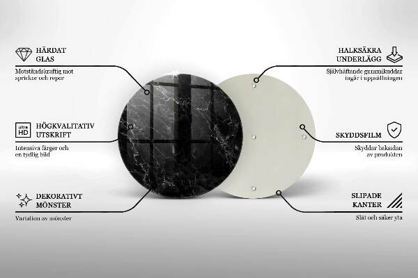 Piatto in vetro per candele con motivo effetto marmo elegante