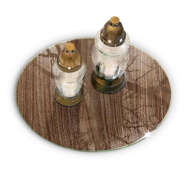 Sottobicchiere in vetro per candele tombali con trama effetto legno