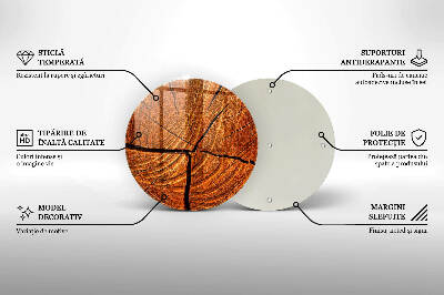 Piatto in vetro per candele con struttura a tronco in legno