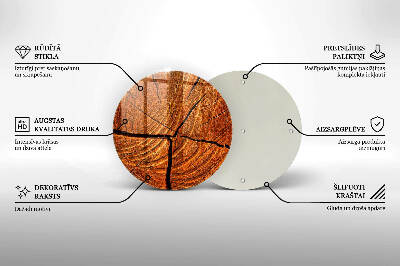 Piatto in vetro per candele con struttura a tronco in legno