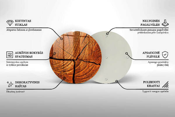 Piatto in vetro per candele con struttura a tronco in legno