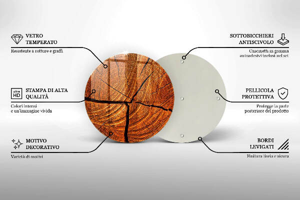 Piatto in vetro per candele con struttura a tronco in legno