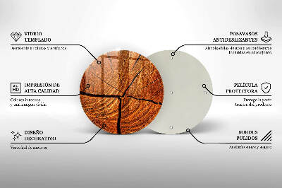 Piatto in vetro per candele con struttura a tronco in legno