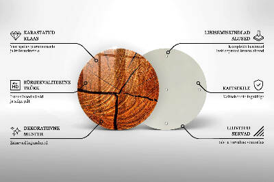 Piatto in vetro per candele con struttura a tronco in legno