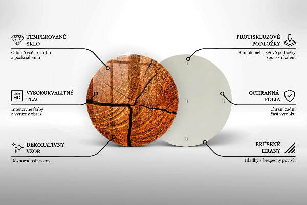 Piatto in vetro per candele con struttura a tronco in legno