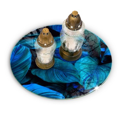 Sottobicchiere in vetro per candele tombali con motivo di foglie della vegetazione della giungla