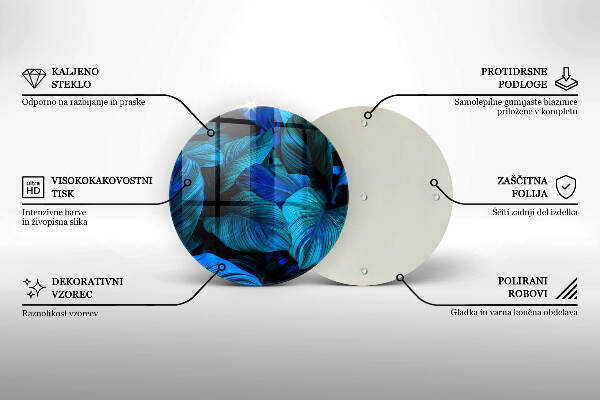 Sottobicchiere in vetro per candele tombali con motivo di foglie della vegetazione della giungla