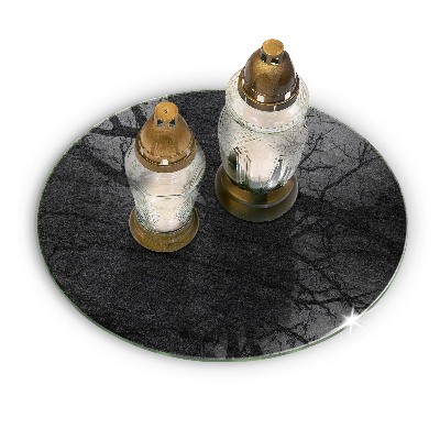 Piatto in vetro per candele con finitura a effetto pietra