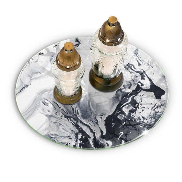 Piatto in vetro per candele con motivo ad astrazione a inchiostro