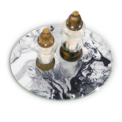 Piatto in vetro per candele con motivo ad astrazione a inchiostro