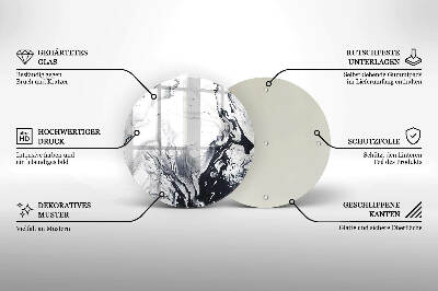 Piatto in vetro per candele con motivo ad astrazione a inchiostro