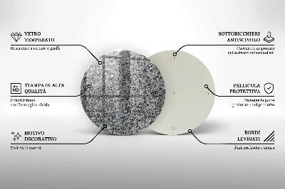 Sottobicchiere in vetro per candele tombali con finitura a effetto pietra