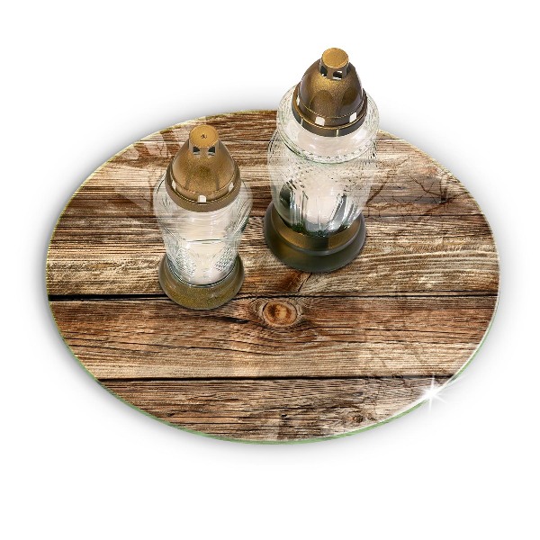 Piatto in vetro per candele con motivo a texture di assi di legno
