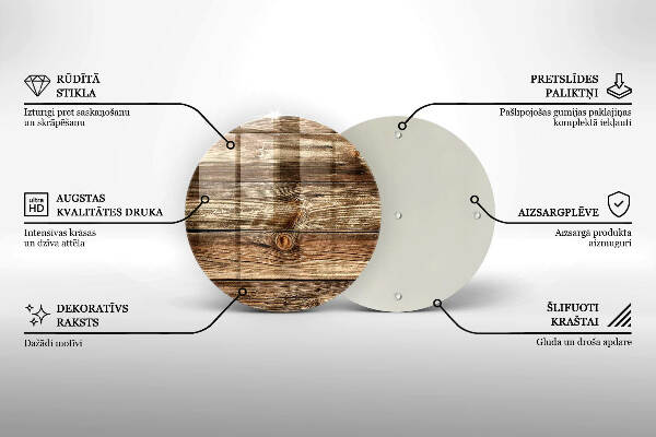 Piatto in vetro per candele con motivo a texture di assi di legno