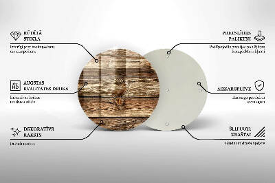 Piatto in vetro per candele con motivo a texture di assi di legno