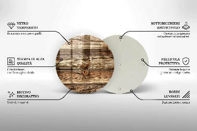 Piatto in vetro per candele con motivo a texture di assi di legno
