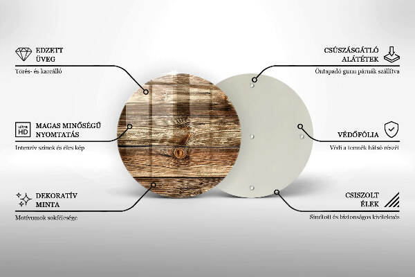 Piatto in vetro per candele con motivo a texture di assi di legno