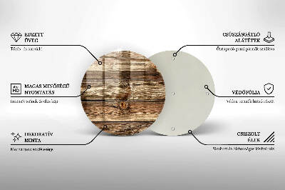 Piatto in vetro per candele con motivo a texture di assi di legno