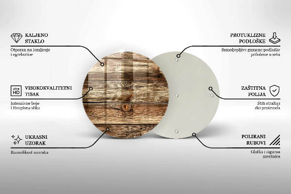 Piatto in vetro per candele con motivo a texture di assi di legno