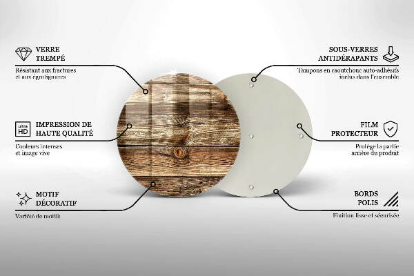 Piatto in vetro per candele con motivo a texture di assi di legno