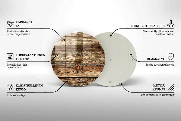 Piatto in vetro per candele con motivo a texture di assi di legno