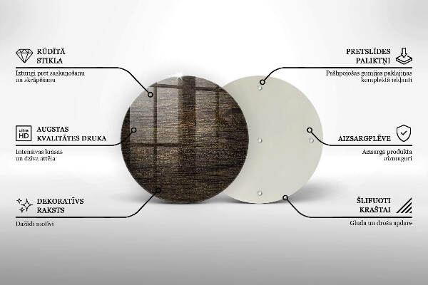 Sottobicchiere in vetro per candele tombali con finitura effetto corteccia e texture di legno