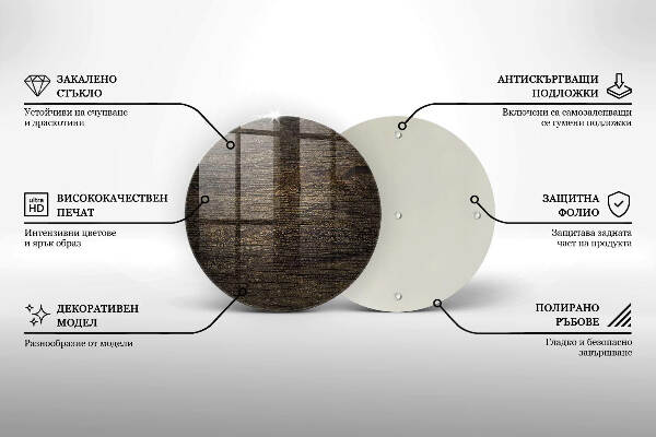 Sottobicchiere in vetro per candele tombali con finitura effetto corteccia e texture di legno