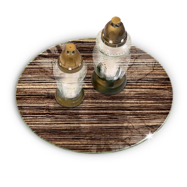 Piatto in vetro per candele con trama effetto legno