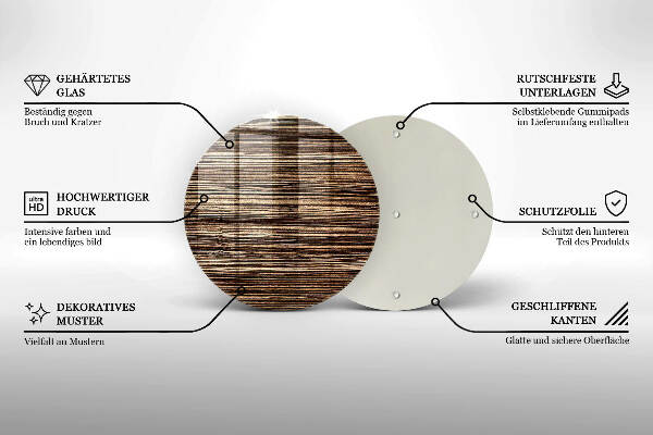 Piatto in vetro per candele con trama effetto legno