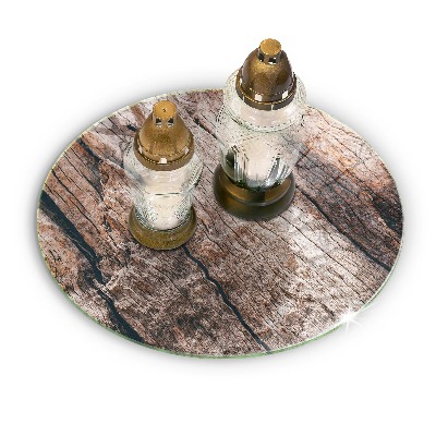 Sottobicchiere in vetro per candele tombali con struttura in legno