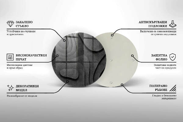 Piatto in vetro per candele con motivo a forme di pietra 3D