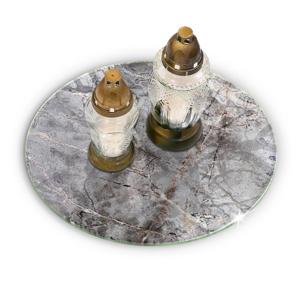 Sottobicchiere in vetro per candele tombali con finitura effetto pietra