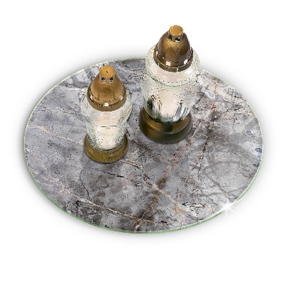 Sottobicchiere in vetro per candele tombali con finitura effetto pietra