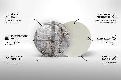 Sottobicchiere in vetro per candele tombali con finitura effetto pietra