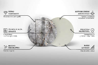 Sottobicchiere in vetro per candele tombali con finitura effetto pietra