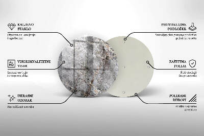 Sottobicchiere in vetro per candele tombali con finitura effetto pietra
