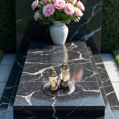 Sottobicchiere in vetro per candele tombali con finitura effetto pietra