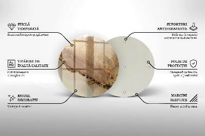 Piatto in vetro per candele con motivo oro astratto