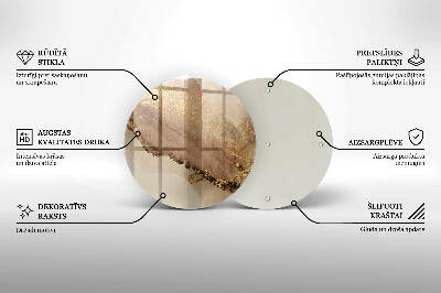 Piatto in vetro per candele con motivo oro astratto