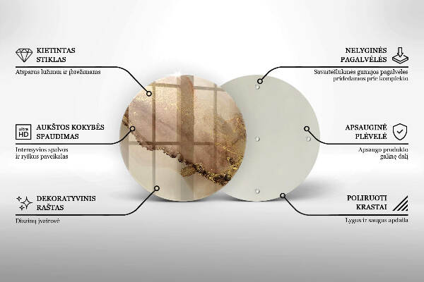Piatto in vetro per candele con motivo oro astratto