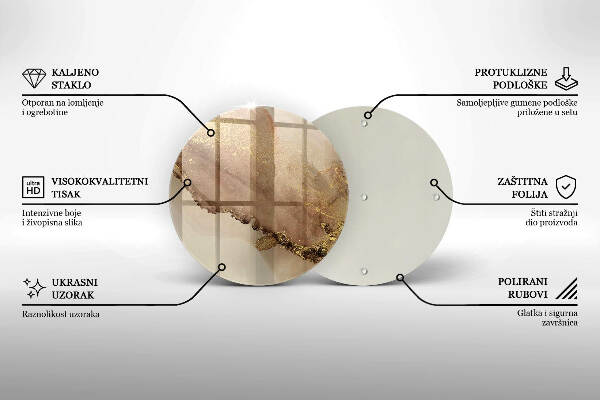 Piatto in vetro per candele con motivo oro astratto