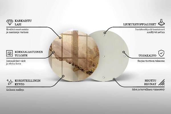 Piatto in vetro per candele con motivo oro astratto